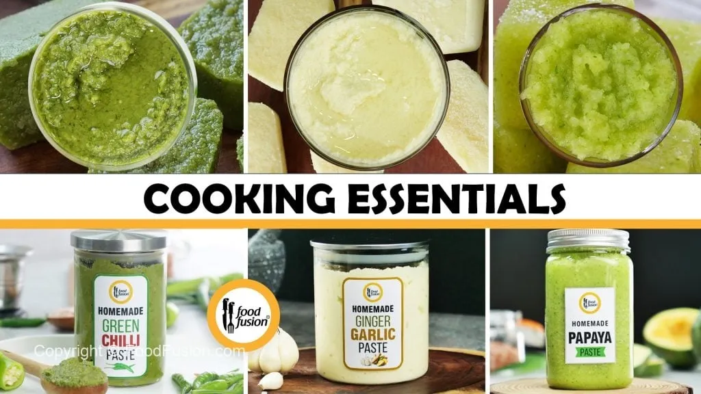 Cooking Essentials – Ginger Garlic , Papaya & Green Chili Paste